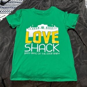 Green Kids Shirt with Love Shack Design